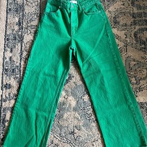 Green Zara jeans. Wide leg